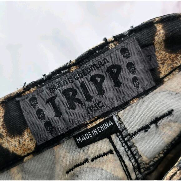 Tripp NYC Pants Womens 7 Leopard Cheetah Skinny Y2K Daang Goodman Goth Scene - Picture 3 of 12